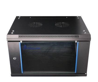Szafa RACK Extralink Szafka wisząca rack 6U 600x450 czarna szklane drzwi EX.7225